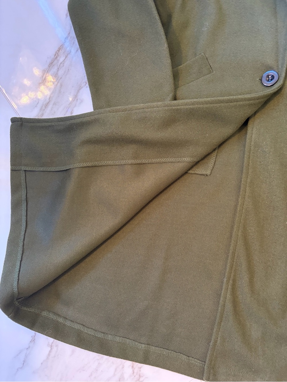 Olive Green Unlined Trench Coat - Picture 6 of 9